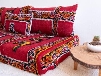 5 ft Morocco Red Sofa Couch - Image 5