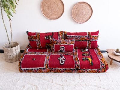 5 ft Morocco Red Sofa Couch - Image 4