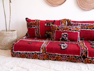 5 ft Morocco Red Sofa Couch - Image 10