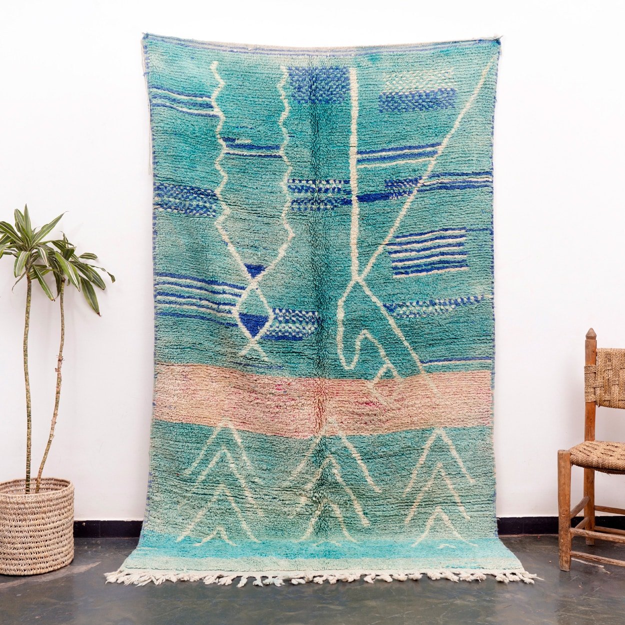 Blue Arabic Rug 5x8 Modern Moroccan Blue Rug - ASALA LIVING