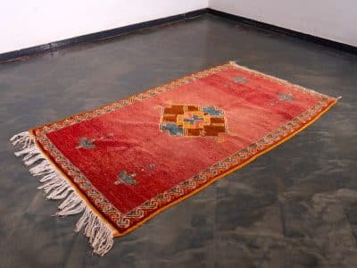 4x7 Orange Vintage Carpet Berber - Image 2