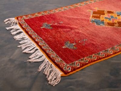 4x7 Orange Vintage Carpet Berber - Image 4