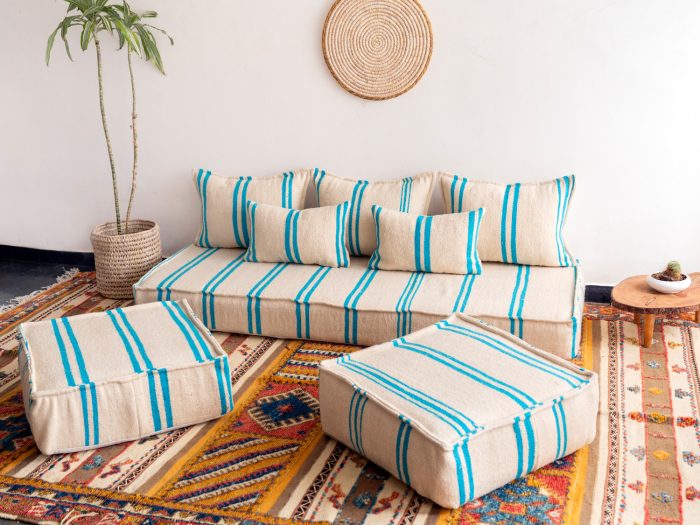 Striped Floor Sofa Set