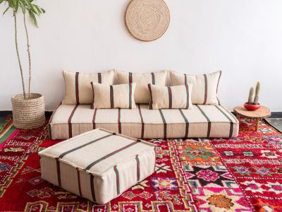 Striped Floor Sofa Set Morocco_Green_Red