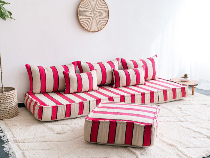 Striped Floor Sofa Pink