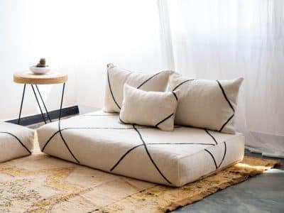 Moroccan White Wool Floor Couch set - Image 3