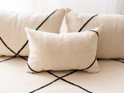 Moroccan White Wool Floor Couch set - Image 7