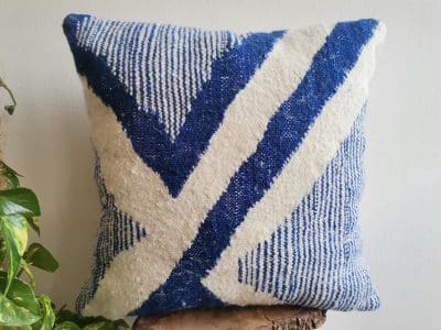 16x16 Blue Pillow Cover Kilim Rug - Image 2