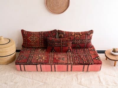 5 ft Moroccan Red Couch - Image 3