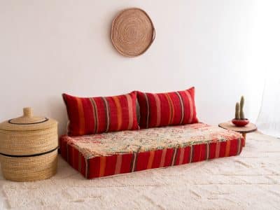 5 ft Moroccan Red Floor Couch - Image 2