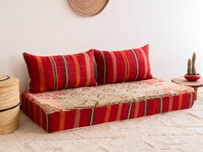 5 ft Moroccan Red Floor Couch - Image 3