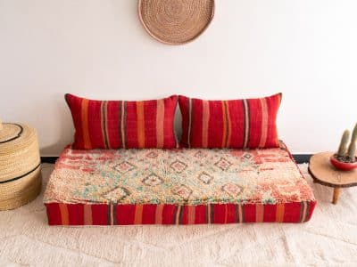 5 ft Moroccan Red Floor Couch - Image 4