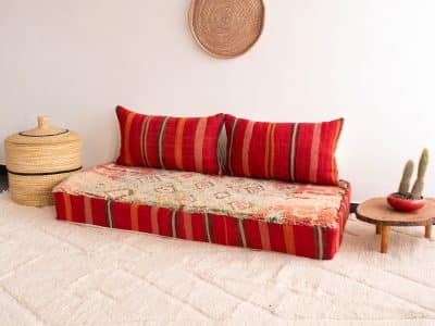 5 ft Moroccan Red Floor Couch - Image 7