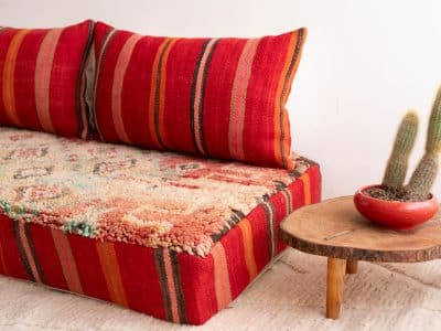 5 ft Moroccan Red Floor Couch - Image 8