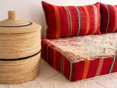 5 ft Moroccan Red Floor Couch - Image 9