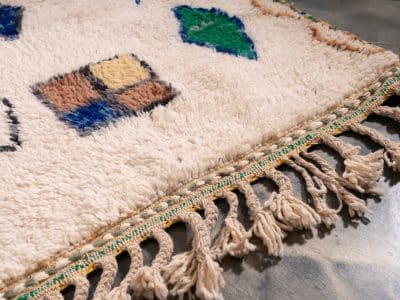 4x5 White Small Berber Rug Azilal - Image 5