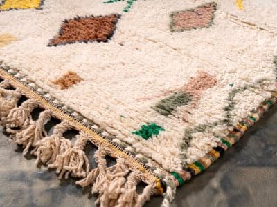 4x5 White Small Berber Rug Azilal - Image 8