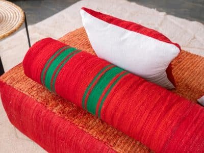 5 ft Moroccan Orange Floor Couch - Image 9