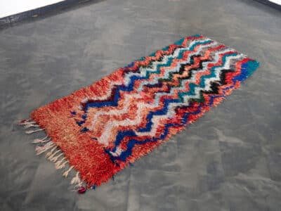 3×7 Moroccan Multicolor Boucherouite Rug - Image 2