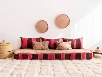 Pink Striped Floor Sofa