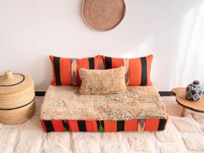 4 ft Boho Oriental Floor Couch - Image 4