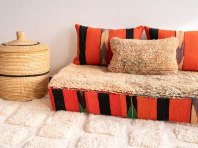 4 ft Boho Oriental Floor Couch - Image 7