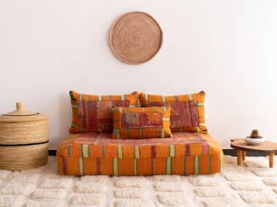 Boho Moroccan Floor Sofa Orange