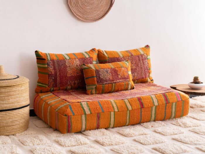 Boho Moroccan Floor Sofa Orange