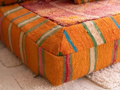 4 ft Boho Moroccan Floor Sofa Orange - Image 8