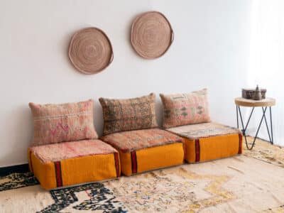 3 Places Modular Moroccan Floor Sofa Yellow - Image 3