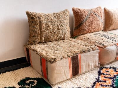 3 Places Modular Moroccan Floor Sofa Beige - Image 9