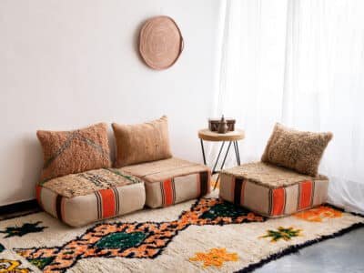 Modular Moroccan Floor Sofa Beige 3 places