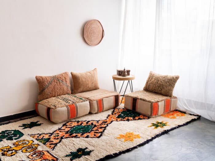 Modular Moroccan Floor Sofa Beige 3 places