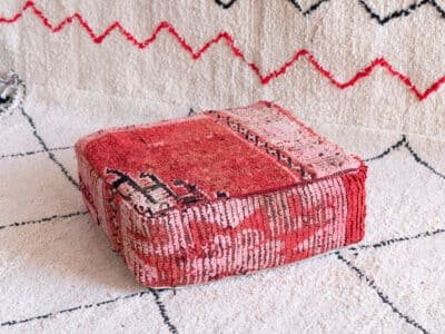 Wool Floor Pouf Morocco Pink