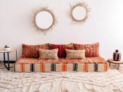 Orange Moroccan Floor Sofa