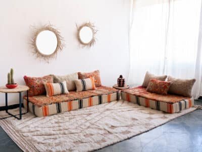 Moroccan Floor Sofa Set Orange 120ft + 180ft