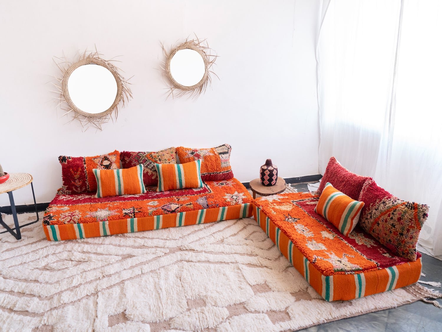 Couch Making Floor Cushions 4+6 Ft Moroccan Handmade Floor Couch