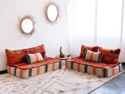 Moroccan Floor Sofa Set Orange