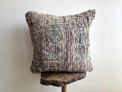 Moroccan Rug Pillow Case Purple green wool