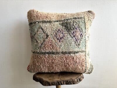 Berber Rug Pillow Case Pink Wool