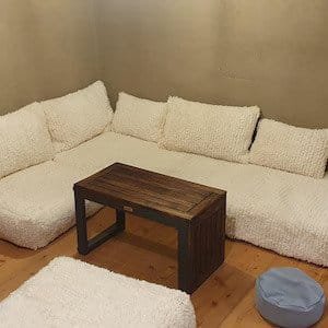 Customized order for Mrs. Marina Antekelian 120x70x15 cm Moroccan Linen Sofa + Pouf