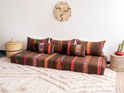 7 ft Moroccan Striped Floor Couch - Image 2