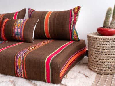 7 ft Moroccan Striped Floor Couch - Image 7