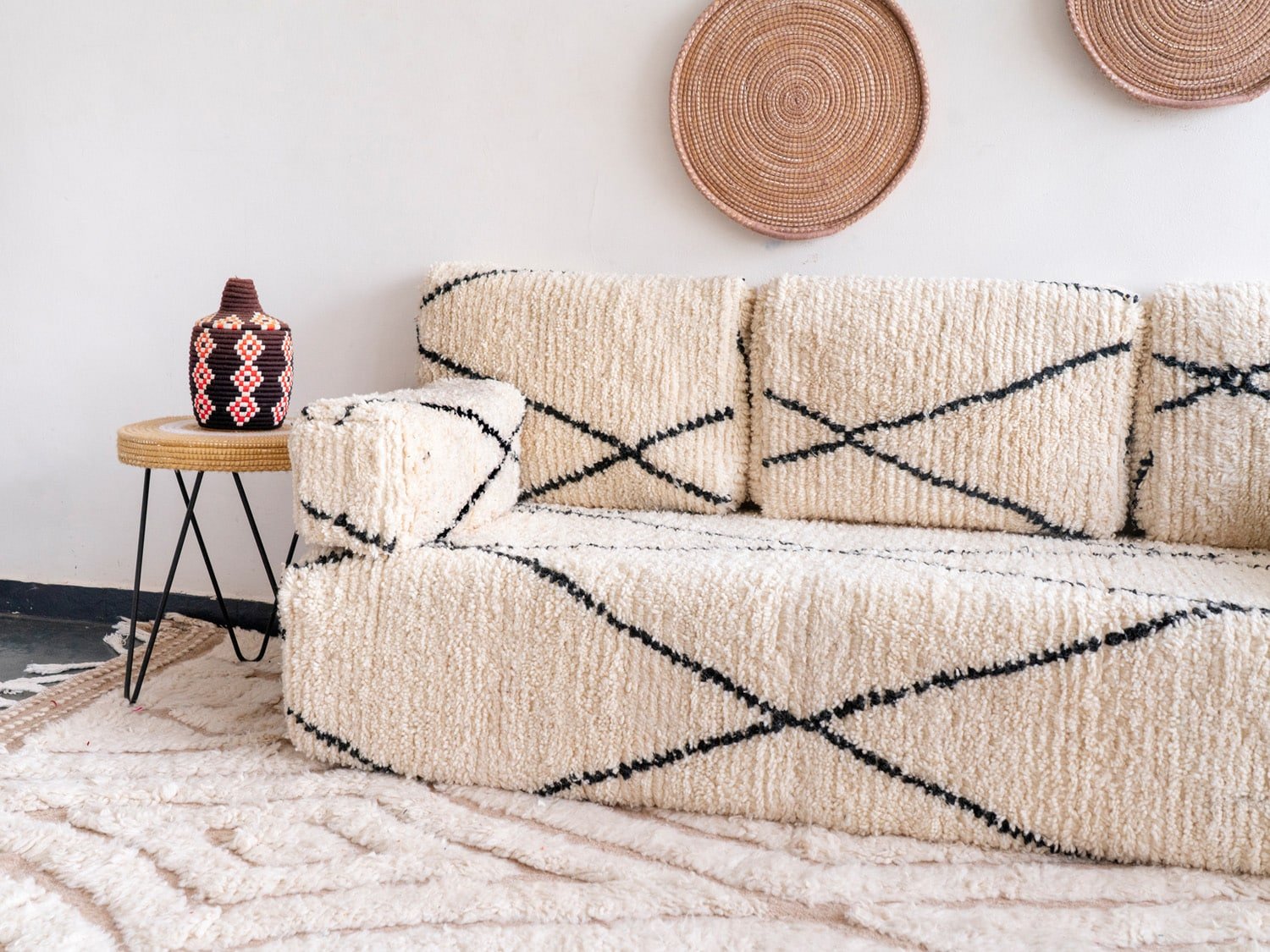 Moroccan Beni Ourain Floor Sofa – Handwoven