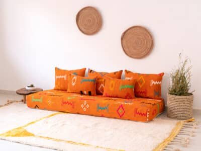 6 ft Orange Floor Sofa Morocco - Image 3