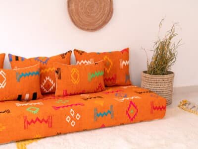 6 ft Orange Floor Sofa Morocco - Image 6