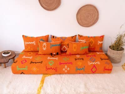 6 ft Orange Floor Sofa Morocco - Image 4