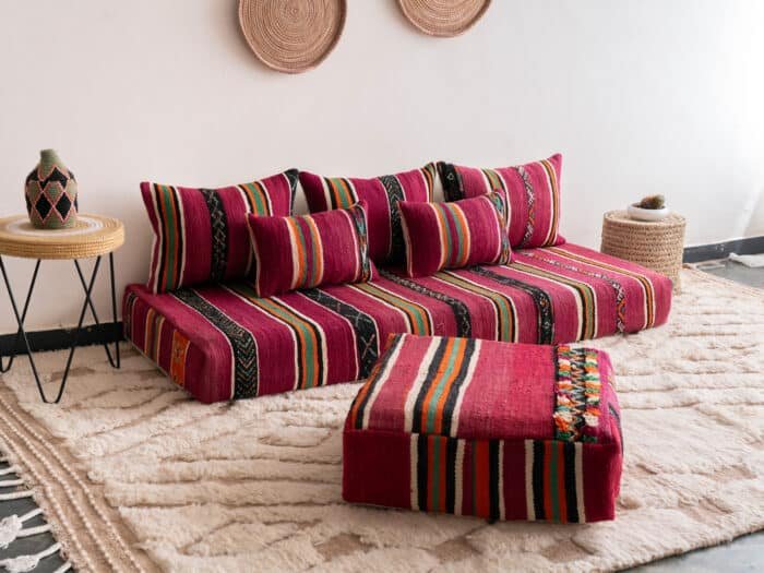 Floor Couch Set Morocco Purple With Floor Pouf