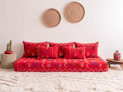 6 ft Floor Sofa Red Morocco - Image 2