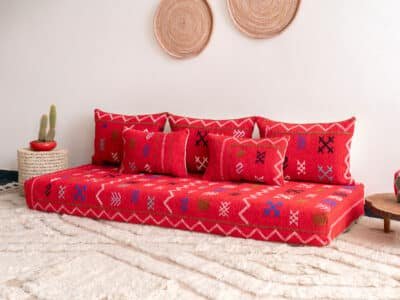6 ft Floor Sofa Red Morocco - Image 3